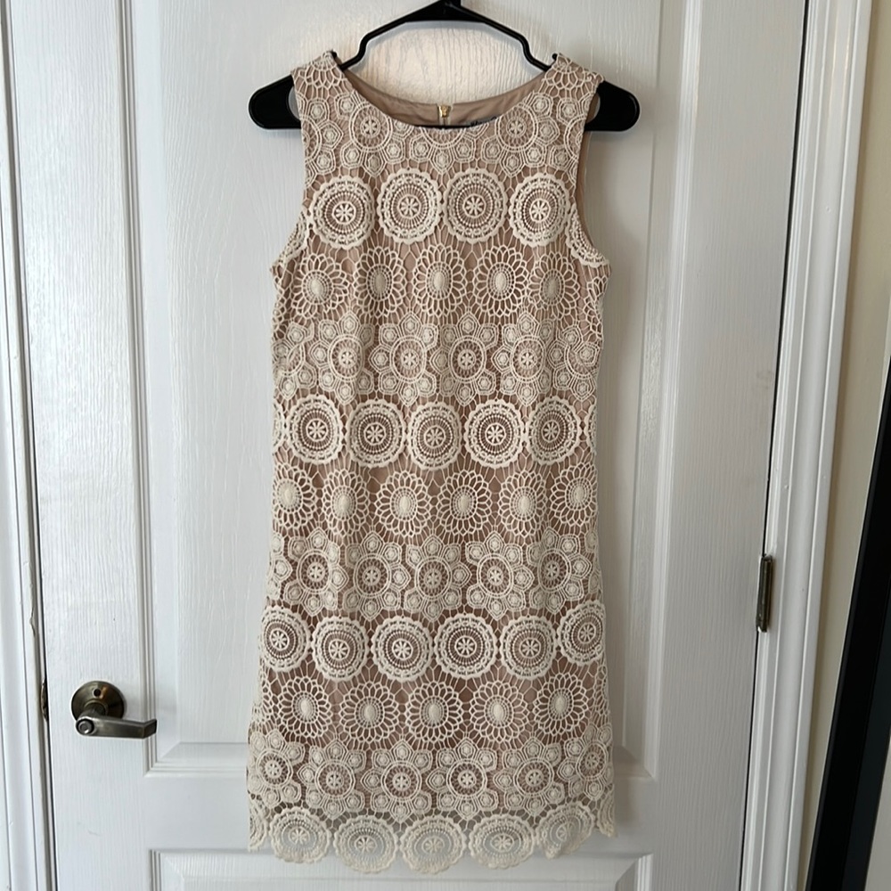 Cream embroidered dress, size 4